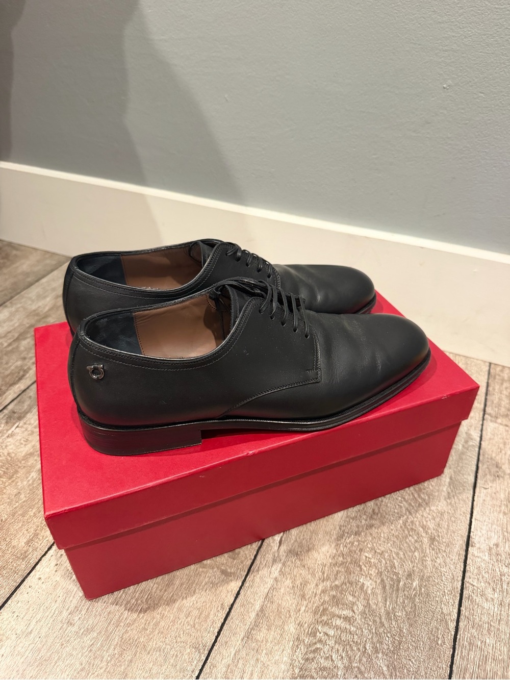Salvatore Ferragamo Black Leather Derby Shoes